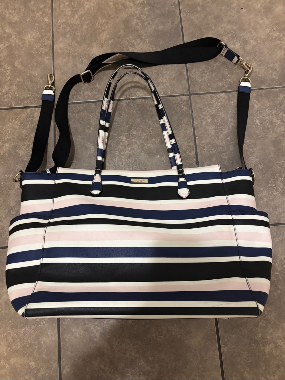 kate spade Striped baby bag in Navy, Black & Pink